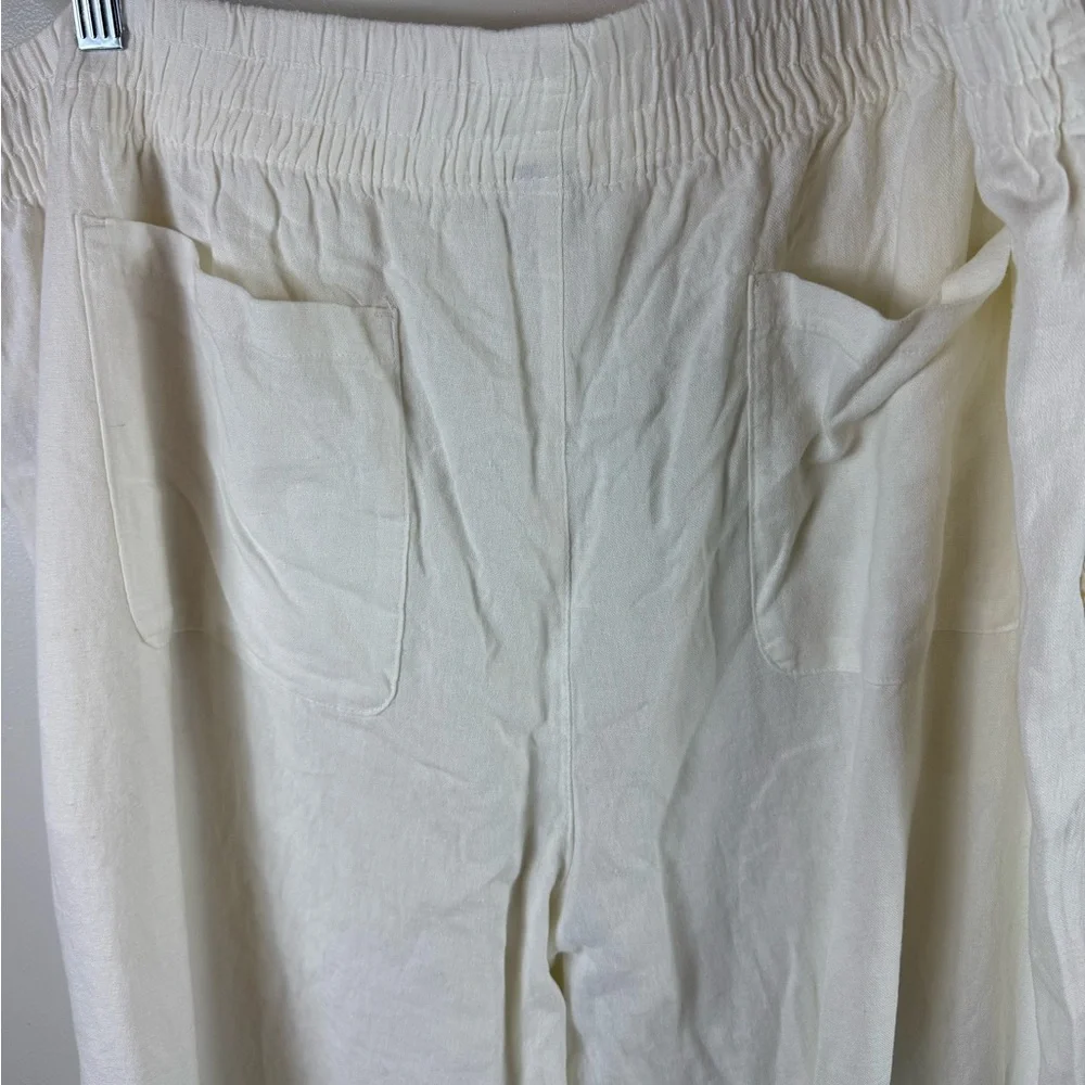 Old‎ Navy Womens Linen Blend Wide Leg Pull-On Pants XXL NWT Calla Lily Ivory